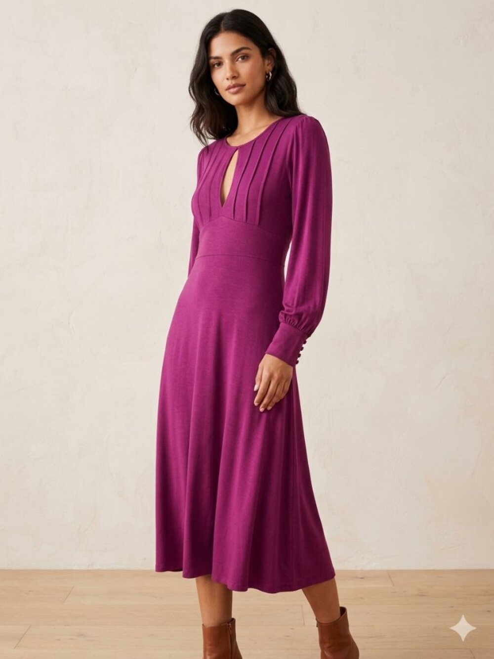 NWT Free People fuschia long sleeve dress, size 10